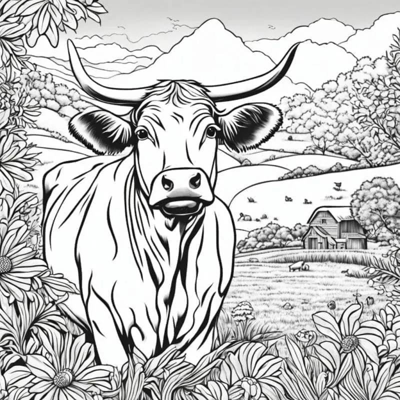 Cow Coloring Page Collection – 3