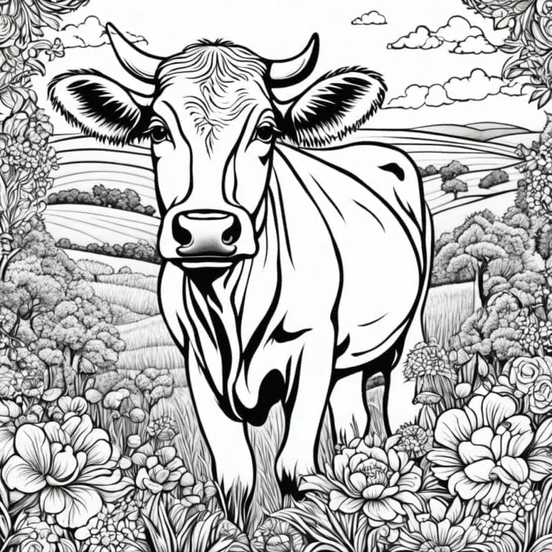 Cow Coloring Page Collection – 1