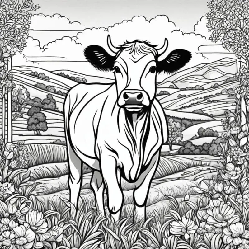 Cow Coloring Page Collection – 7