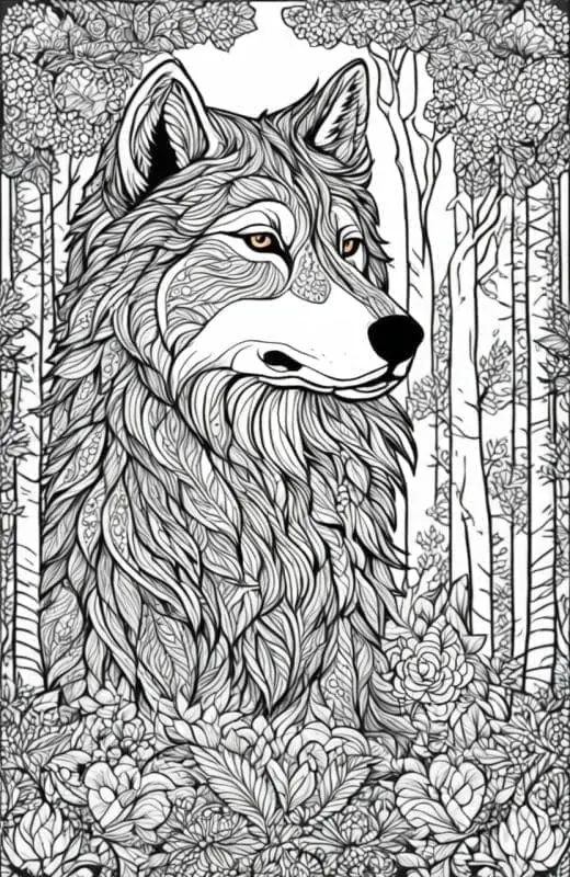 Generador de páginas para colorear de lobos – 5