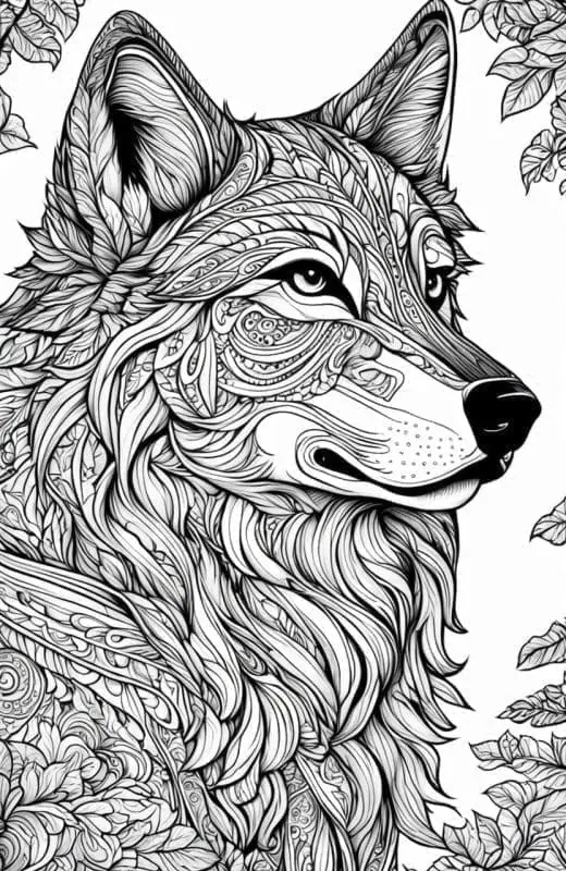 Generador de páginas para colorear de lobos – 4