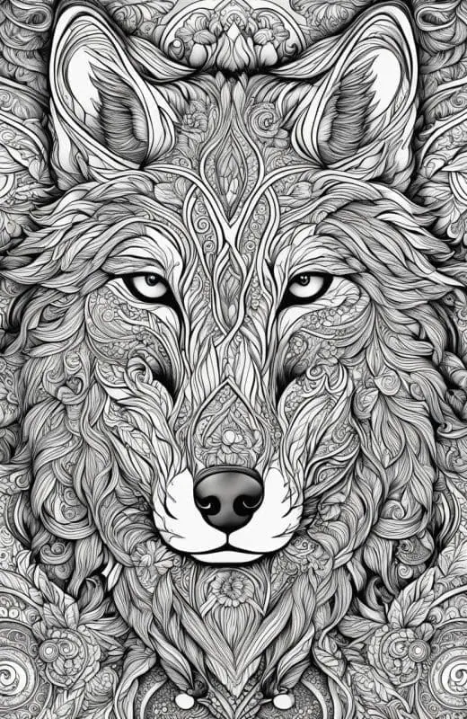 Generador de páginas para colorear de lobos – 3