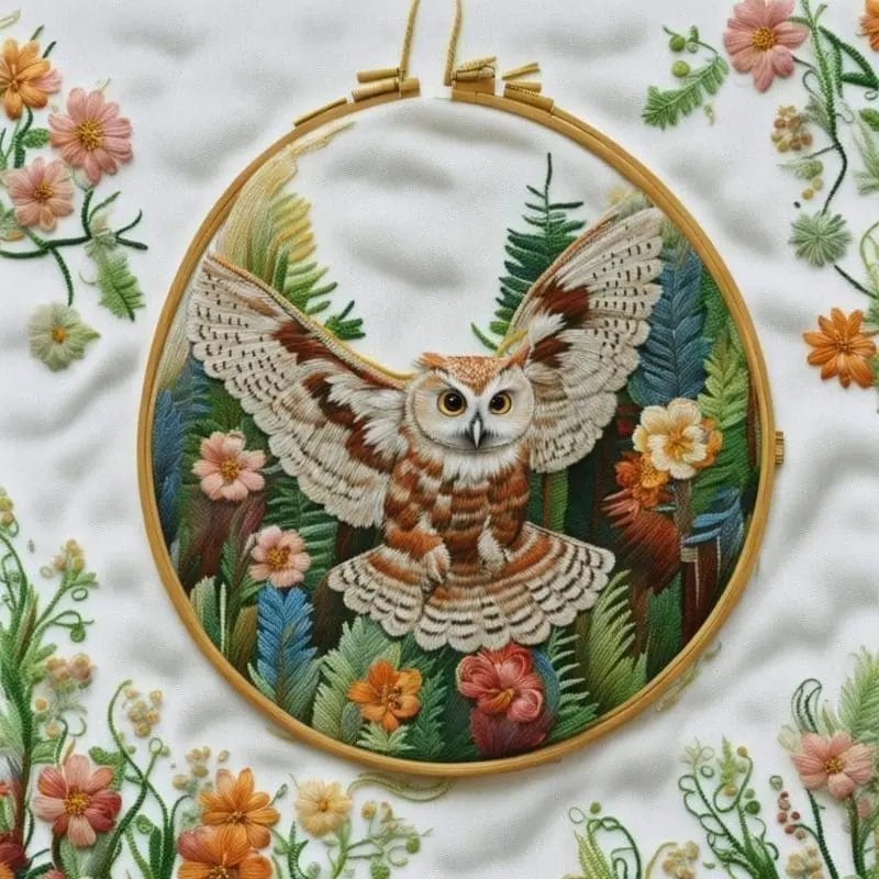 Explore Enchanting Owl Forest Embroideries – 5