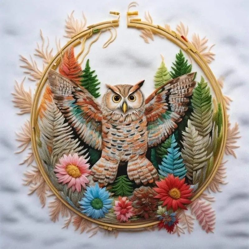 Explore Enchanting Owl Forest Embroideries – 3