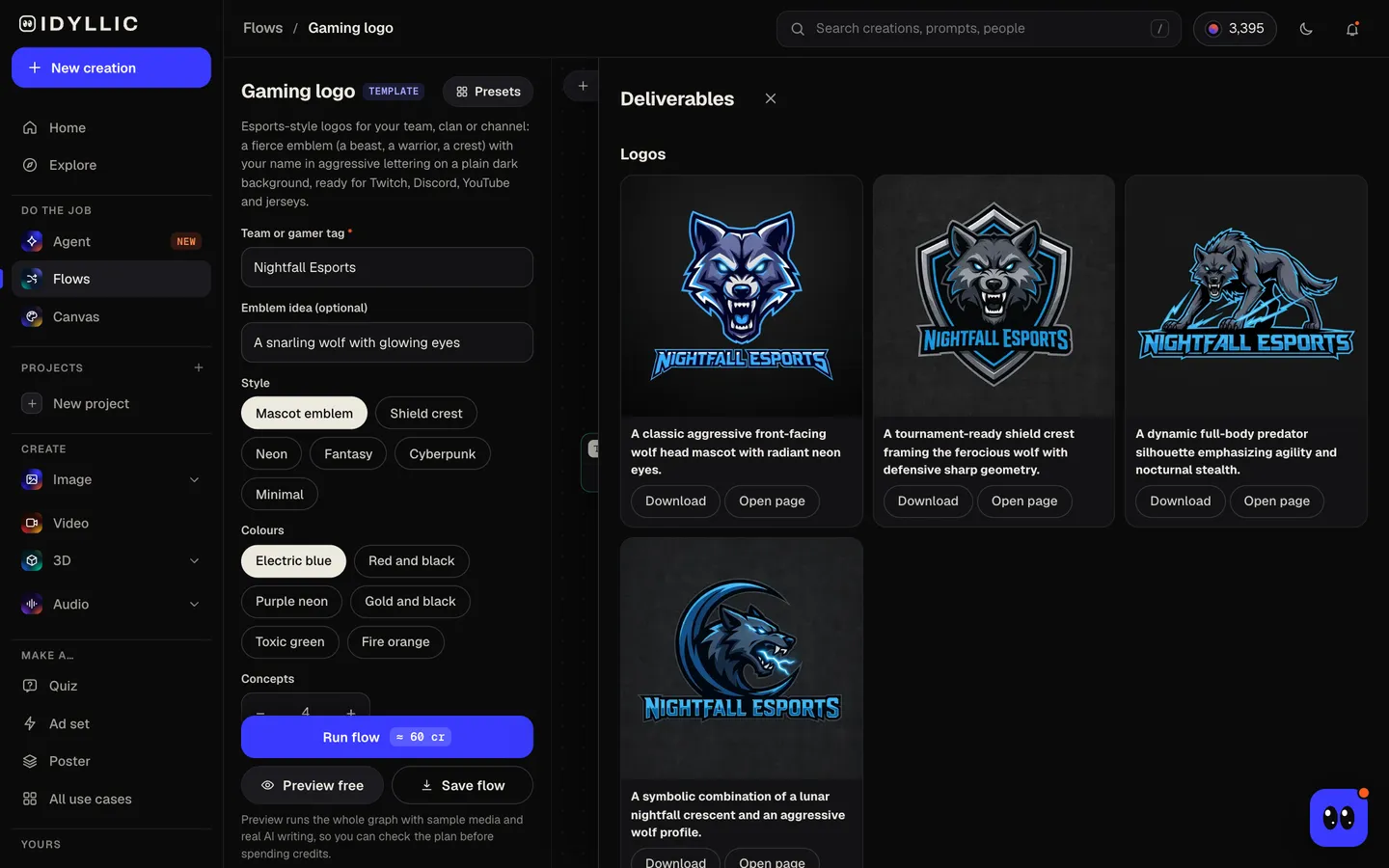 Compare the concepts: Idyllic esports emblems with your team or gamer tag flow, step 3
