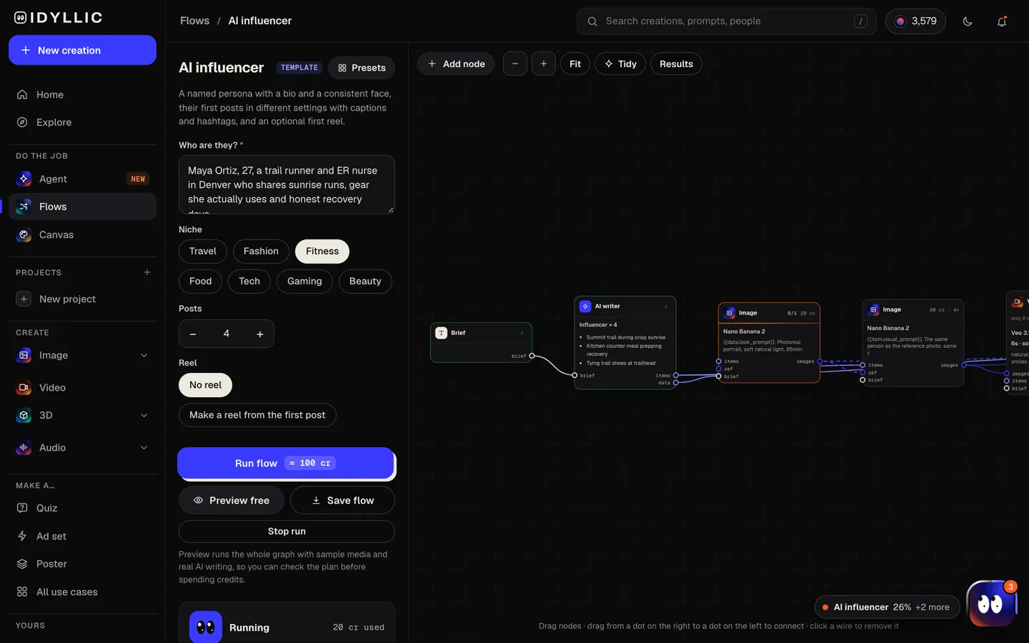 Let the flow build the persona: Idyllic a persona and their first posts flow, step 2
