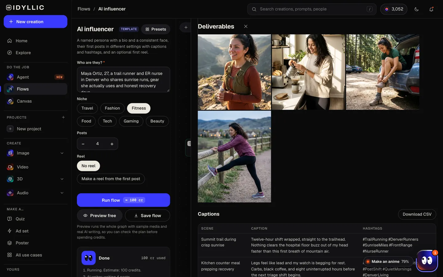Download or keep going: Idyllic a persona and their first posts flow, step 4