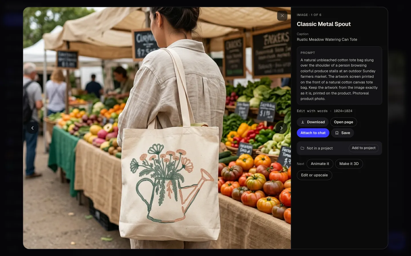 Download or keep going: Idyllic tote bag prints, cut out and shown on a canvas bag flow, step 4