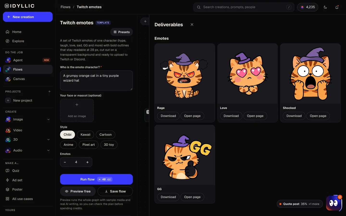 See the whole set: Idyllic an emote set of your character that reads at 28 px flow, step 3