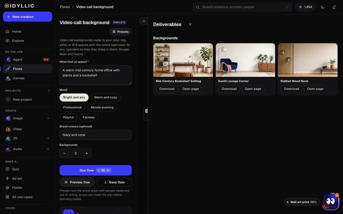 Compare the rooms: Idyllic tidy, softly lit backgrounds for zoom, meet and teams flow, step 3