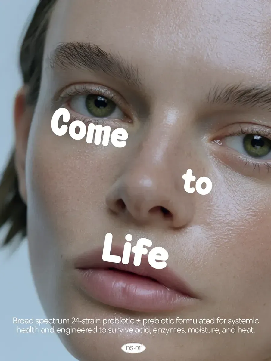 beauty campaign, freckles, handwritten “Come to Life”