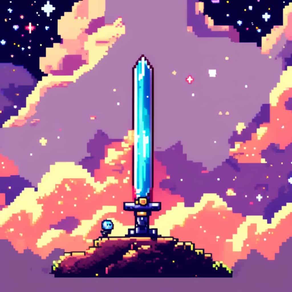 Меч сгенерирован из Idyllic's Pixel Art Sword Generator