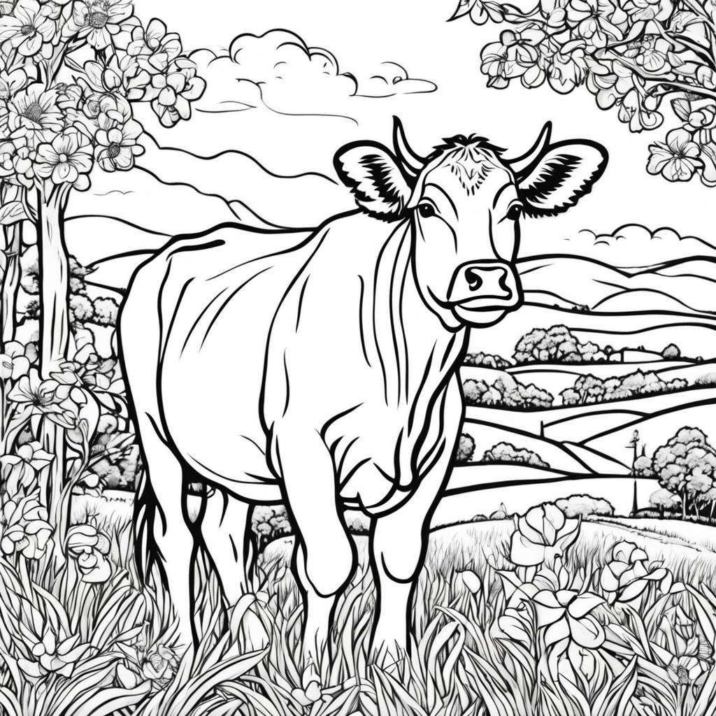 Cow Coloring Page Generator | Custom Cow Pages - Idyllic